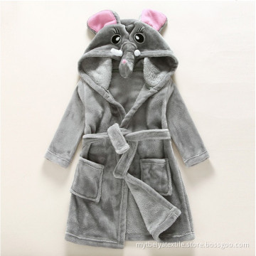 Cartoon Character Embroidery Flannel Children's Bathrobe